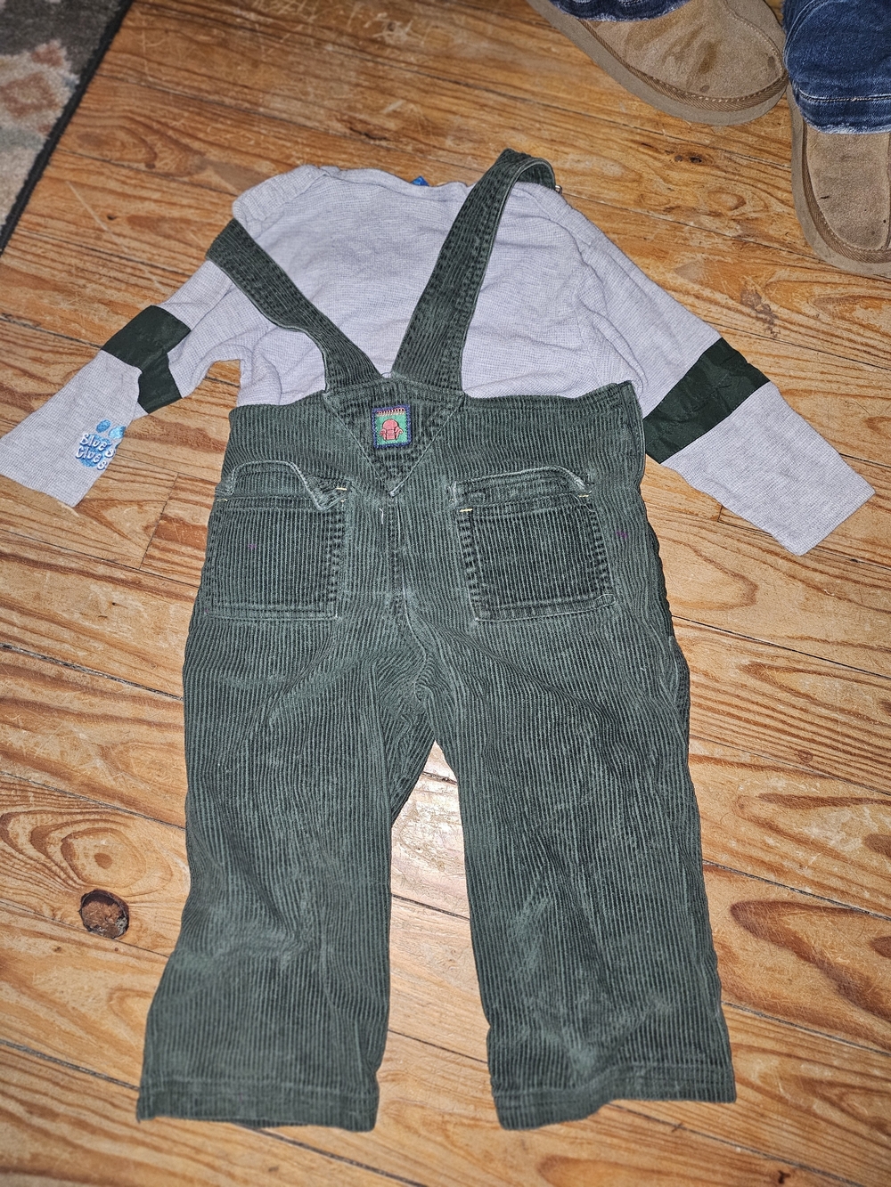 Blue’s Clues rare vintage green corduroy overalls with adjustable straps 3t - Picture 7 of 9
